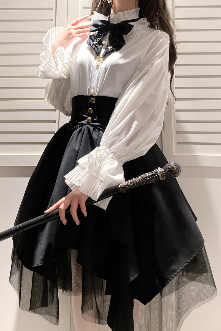 Mesh Asymmetric Black Gothic Japanese Lolita Skirt Design