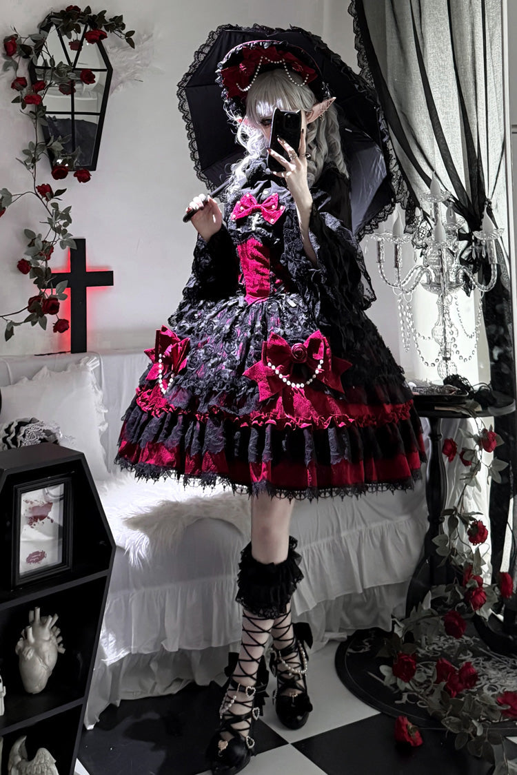 Rose Princess Ballet Lolita JSK with Bow and Lace - Noir