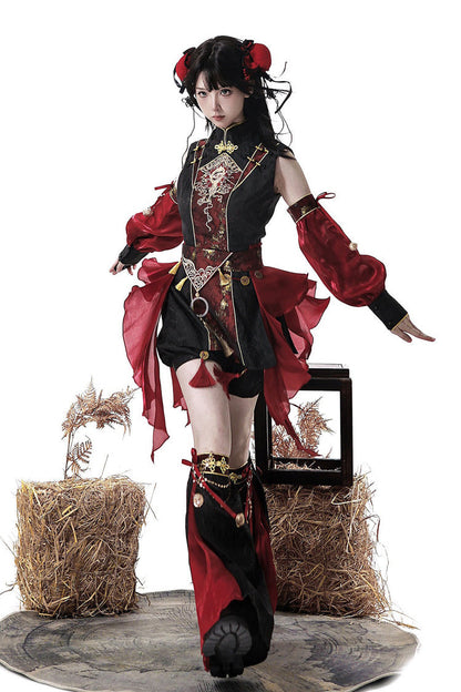 Demon Hunter Chinese Ouji Hanfu Set with Stand Collar - Noir