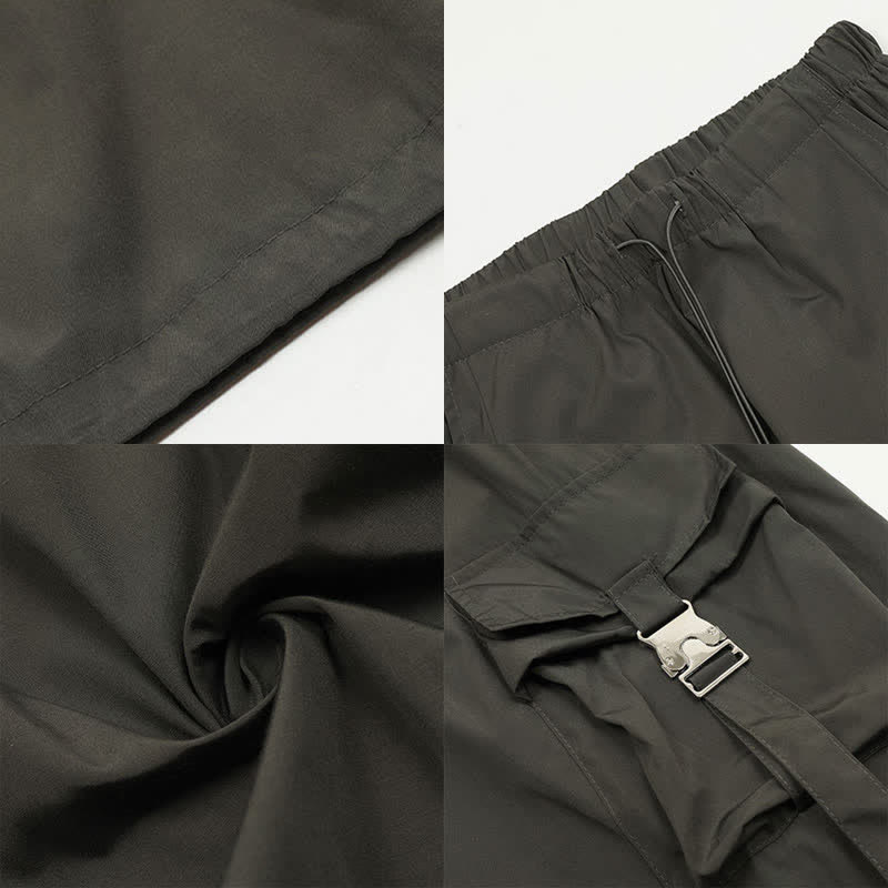 Shirt Pocketed Sleeve Puff Cargo Pants Crop Loose