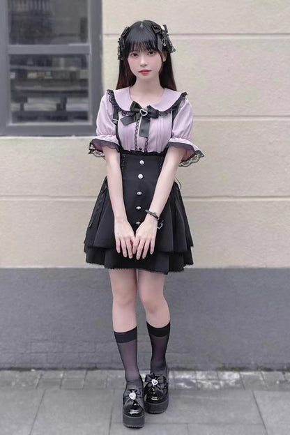 Jirai Kei High Waist Bowknot Lace Lace-Up Sweet Lolita Skirt 2 Colors