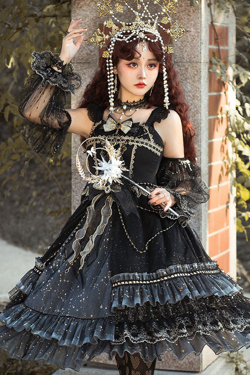 Gothic Lolita JSK Dress with Bowknot and Ruffled Cardigan