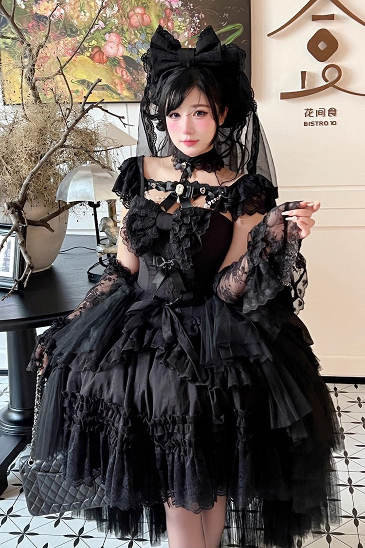 Jewelry Love Story Halterneck Ruffle Hanayome Bowknot Lace Gothic Lolita Dress