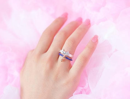 Golden/Silver Cutie Kitty Cat Bell Ring SP153289