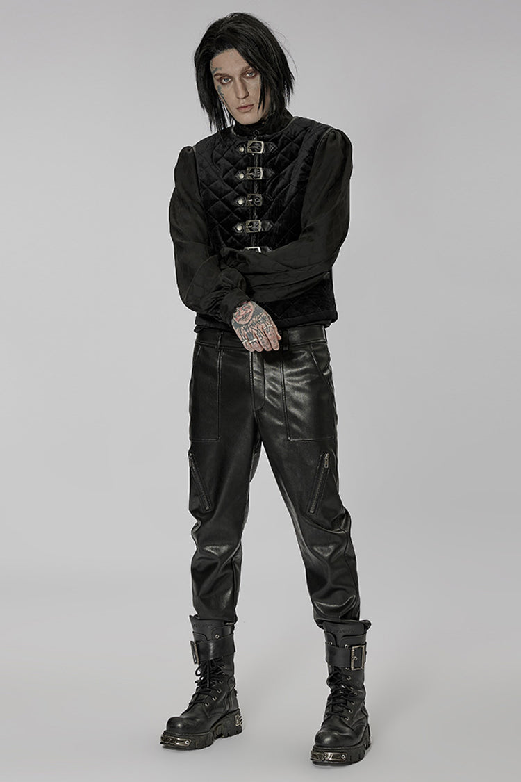 Inter-Cotton Sleeveless Buckle Black Gothic Vest Men's