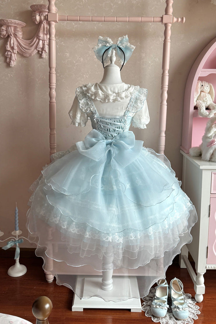 Azure Ruffled Hanayome Bow Lace Sweet Lolita JSK