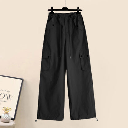 Oblique Colorblock Top Pocketed Pants Cargo Crop