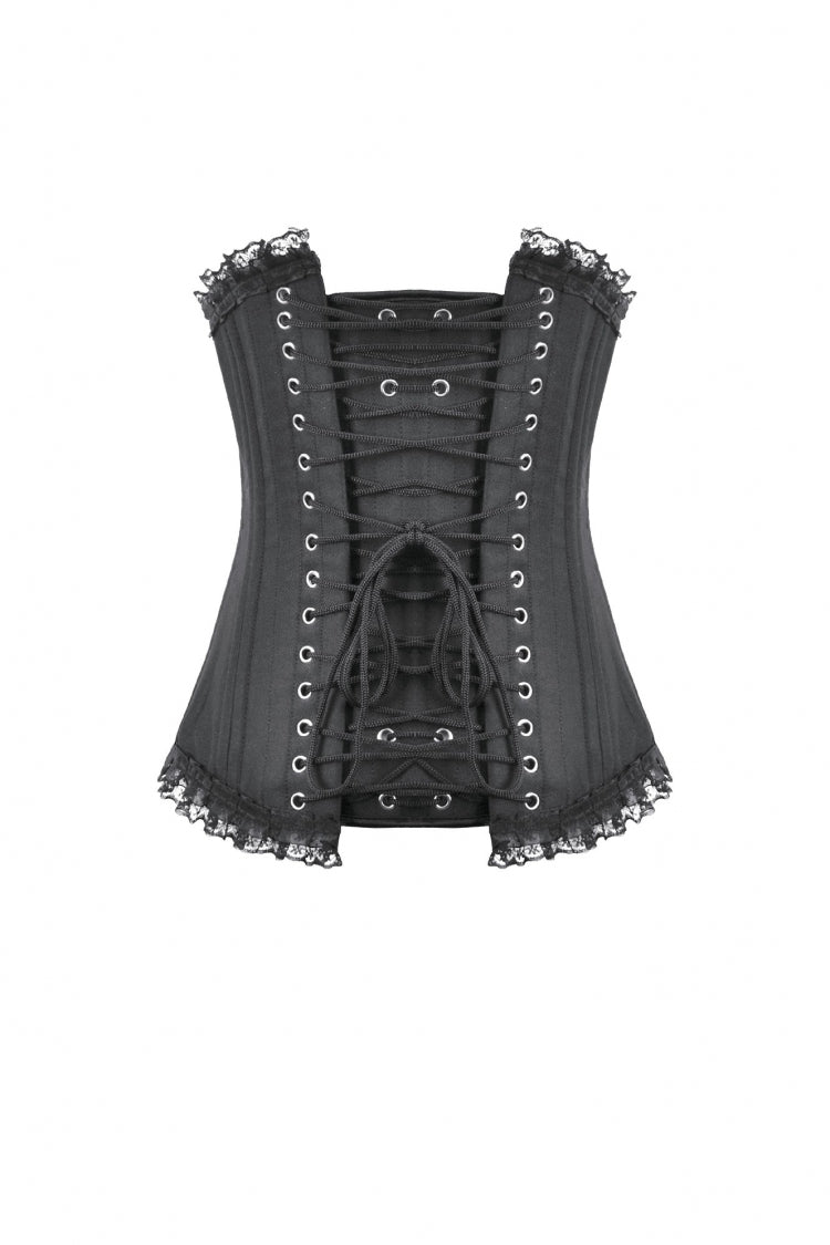 Underbust Corset with Lace-Up and Asymmetric Hem - NoirEdge