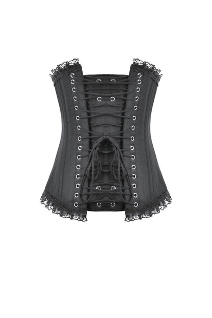 Underbust Corset with Lace-Up and Asymmetric Hem - NoirEdge