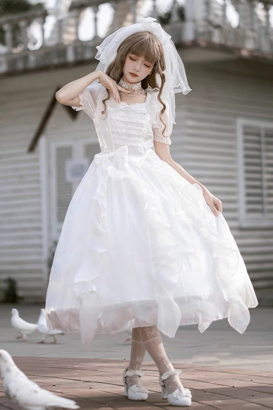Ivory Fantasy Fairy Ruffle Sleeve Elegant Lolita Gown