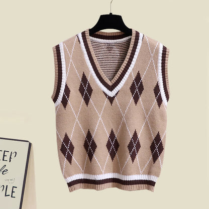 Dress Tie Print Vest Rhombus Lapel Set Pleated Shirt