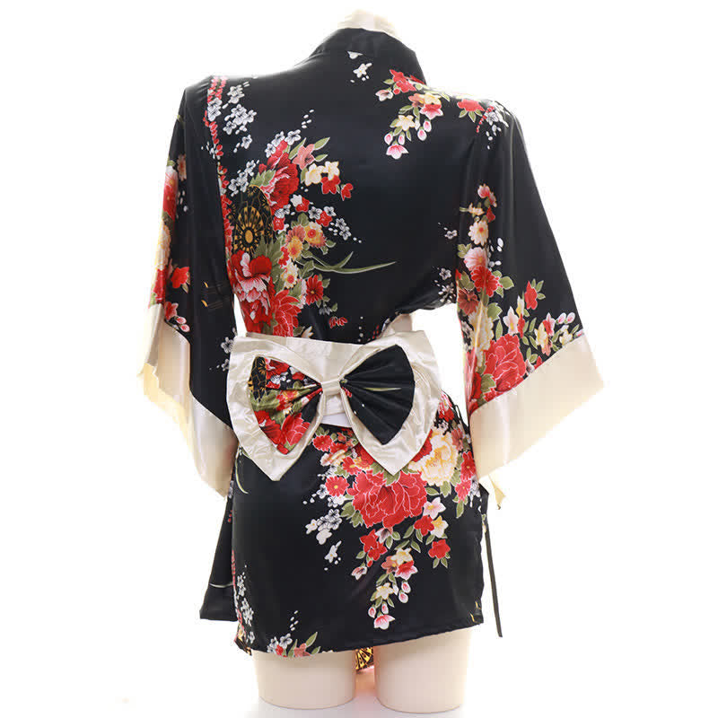 Bezauberndes rotes Kimono-Blumen-Cosplay-Dessouskleid