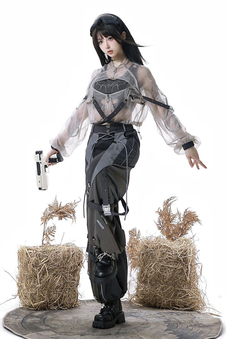 Infinite Battlefield Long Sleeves Printed Techwear Style Gothic Handsome Ouji Lolita Set