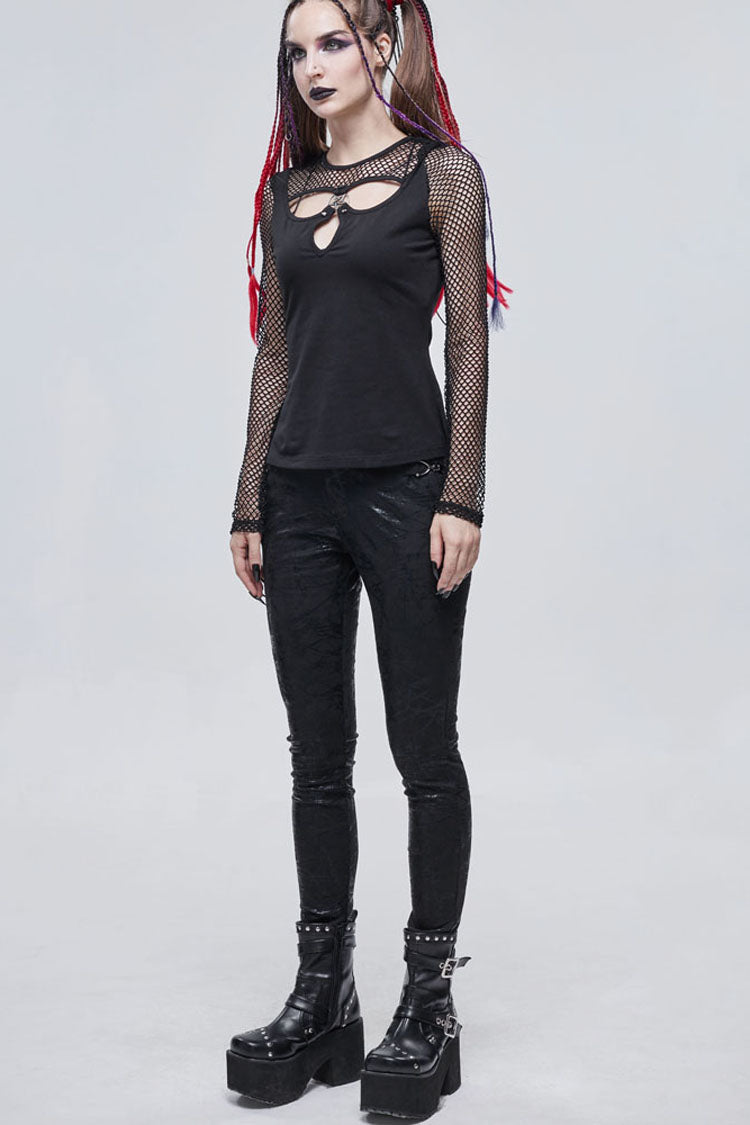 Occult Star Embroidered Deep V Mesh Knit Cotton Tee