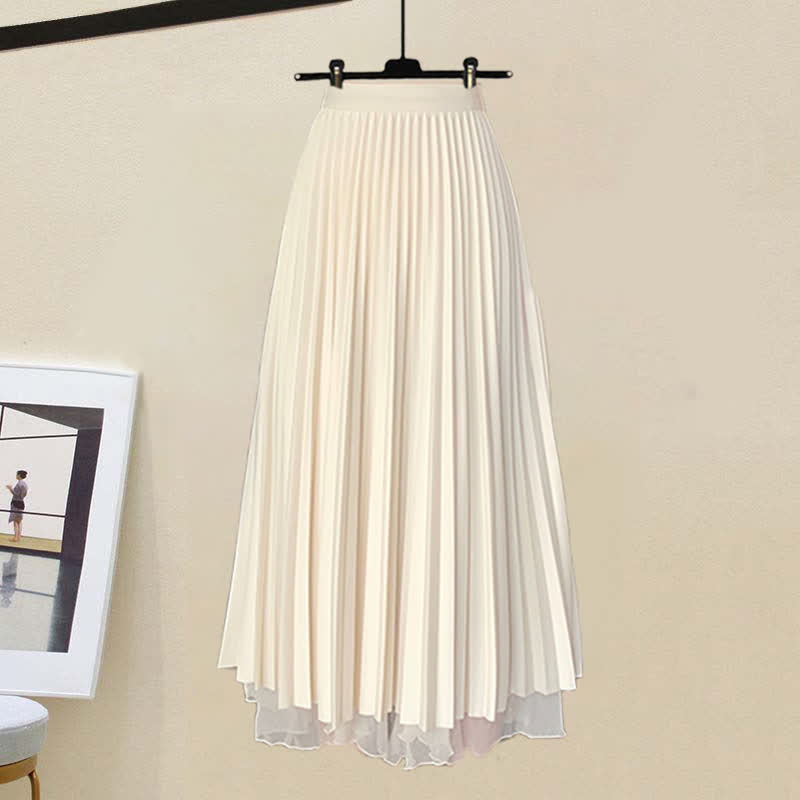 Print Cartoon Letter Tulle Pleated T-Shirt Bear Skirt