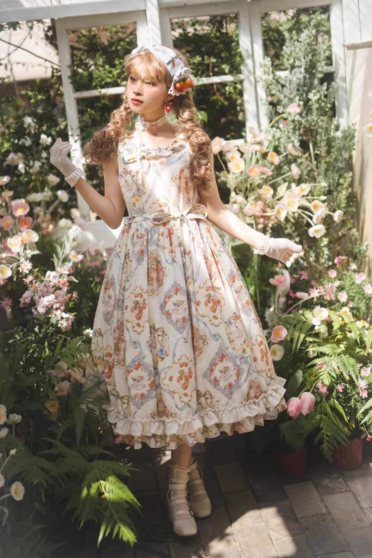Rose Tea Sleeveless Jumper Dress with Bow