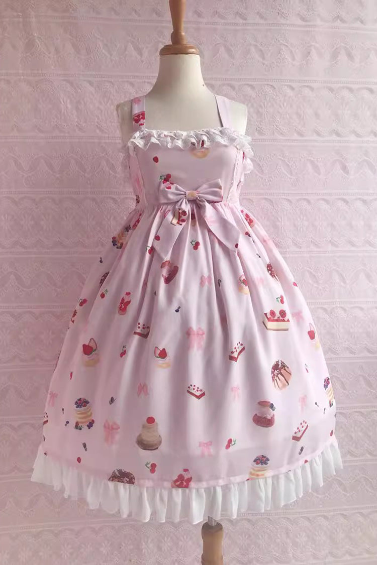 Strawberry Fruit Dessert Print Ruffle Lace Jsk - Sweet Lolita