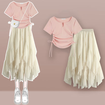 Ruffled Set Up Lace Tiered Skirt Tulle T-Shirt