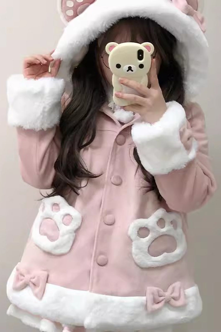 Calico Cat Long-Sleeve Hooded Daily Sweet Lolita Coat in Three Colors