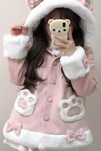 Calico Cat Long-Sleeve Hooded Daily Sweet Lolita Coat in Three Colors