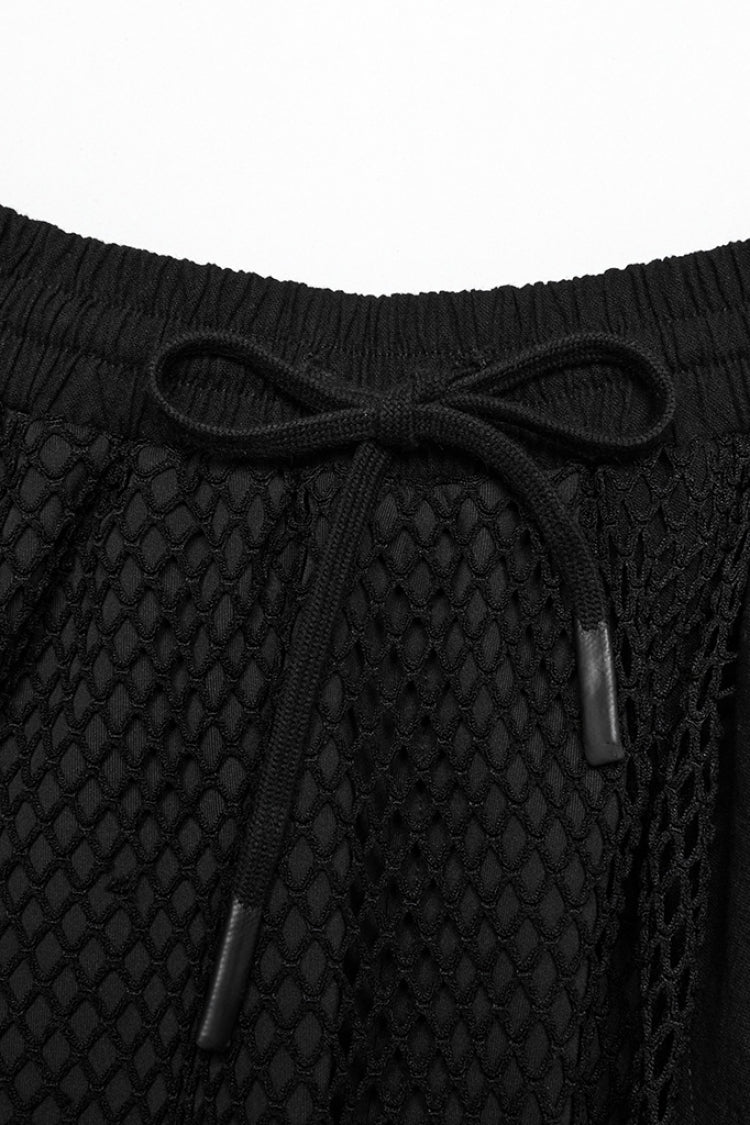 Punk Trousers with Asymmetric Zipper and Mesh Panels