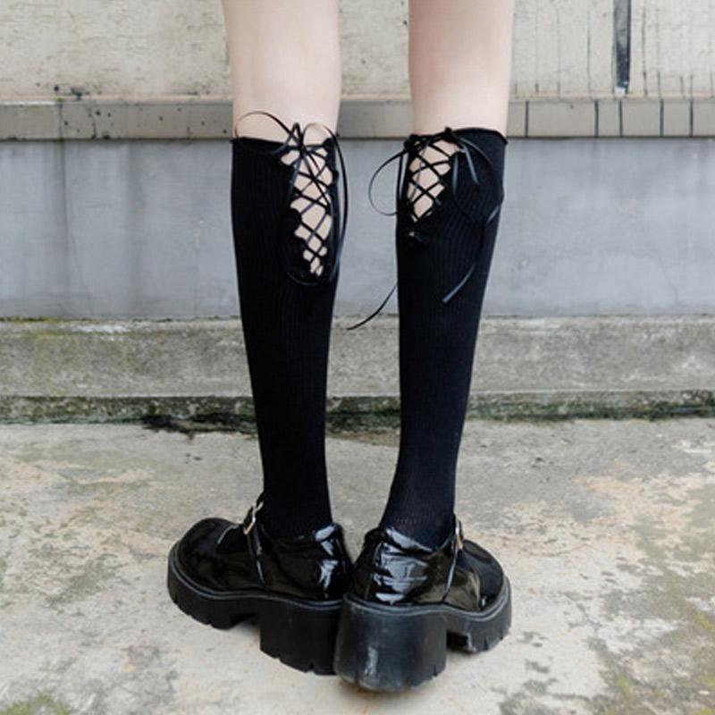 Elegant Cross Lace Strap Socks