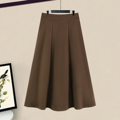 SweaterMidi Colorblock Round Collar Skirt