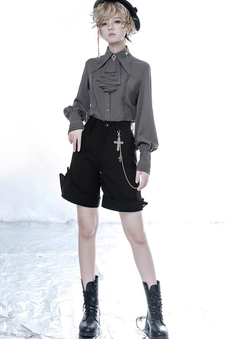 Punk Style Asymmetric Black Shorts Ouji Lolita Design