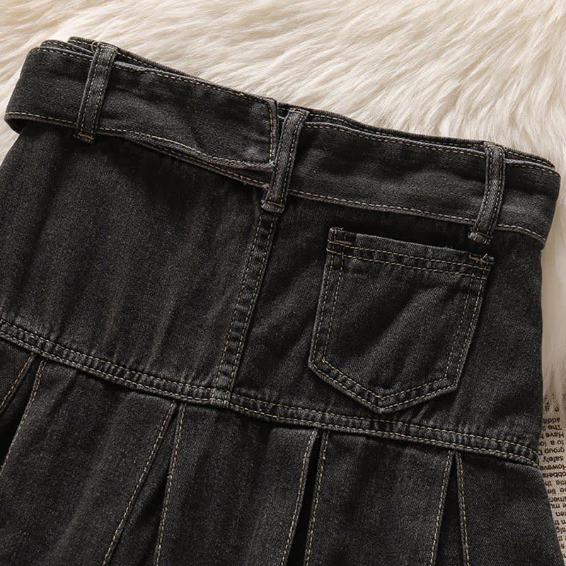 Belted T-Shirt Crop Top Letter Star Denim Skirt