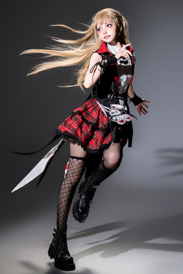 Rock Bunny Punk Lolita Skirt Set with Embroidery - Noir