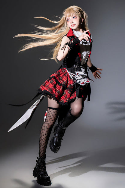 Rock Bunny Punk Lolita Skirt Set with Embroidery - Noir