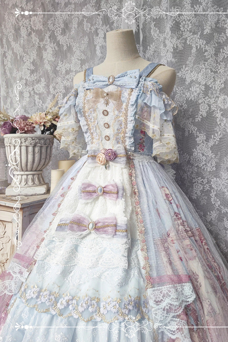 Off-Shoulder Open-Front JSK Set with Hanayome Bow and Lace