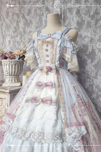 Off-Shoulder Open-Front JSK Set with Hanayome Bow and Lace