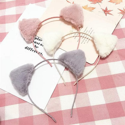 Kawaii Cat Ear Plush Ball Hair Hoop SP1812342