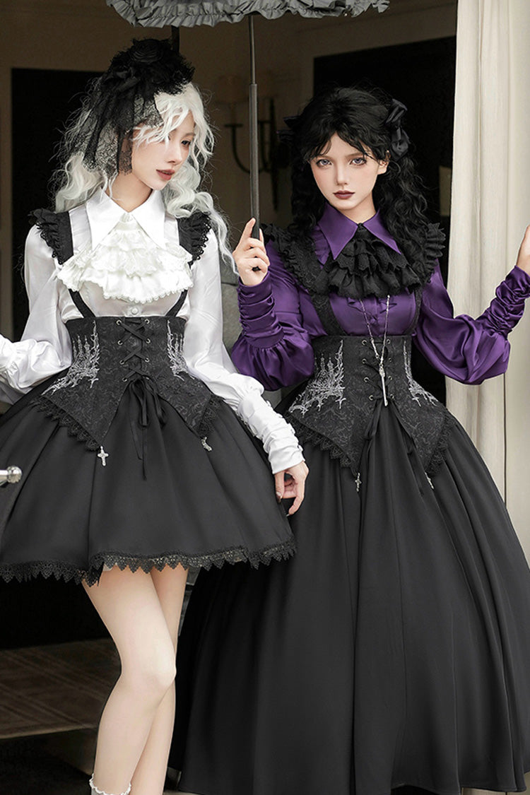 Embroidery Lace-Up Sleeveless Gothic Support Dress