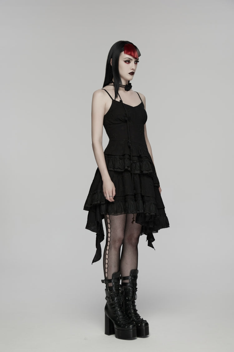 Embroidered Floral Asymmetric Gothic Jsk Dress