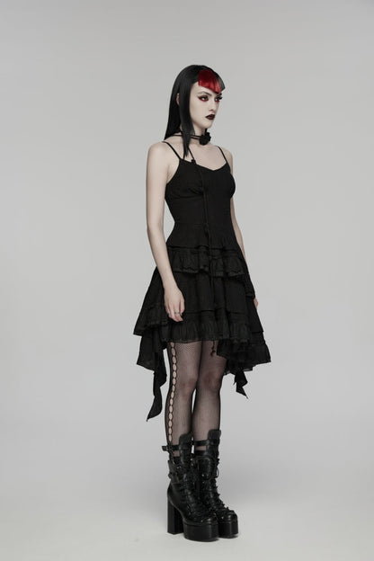Embroidered Floral Asymmetric Gothic Jsk Dress