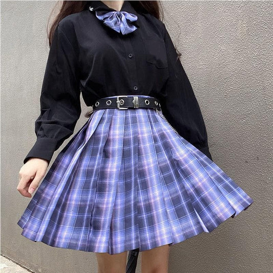 SpreePicky Plaid Pleated Skirts JK School Uniform Set SP15386