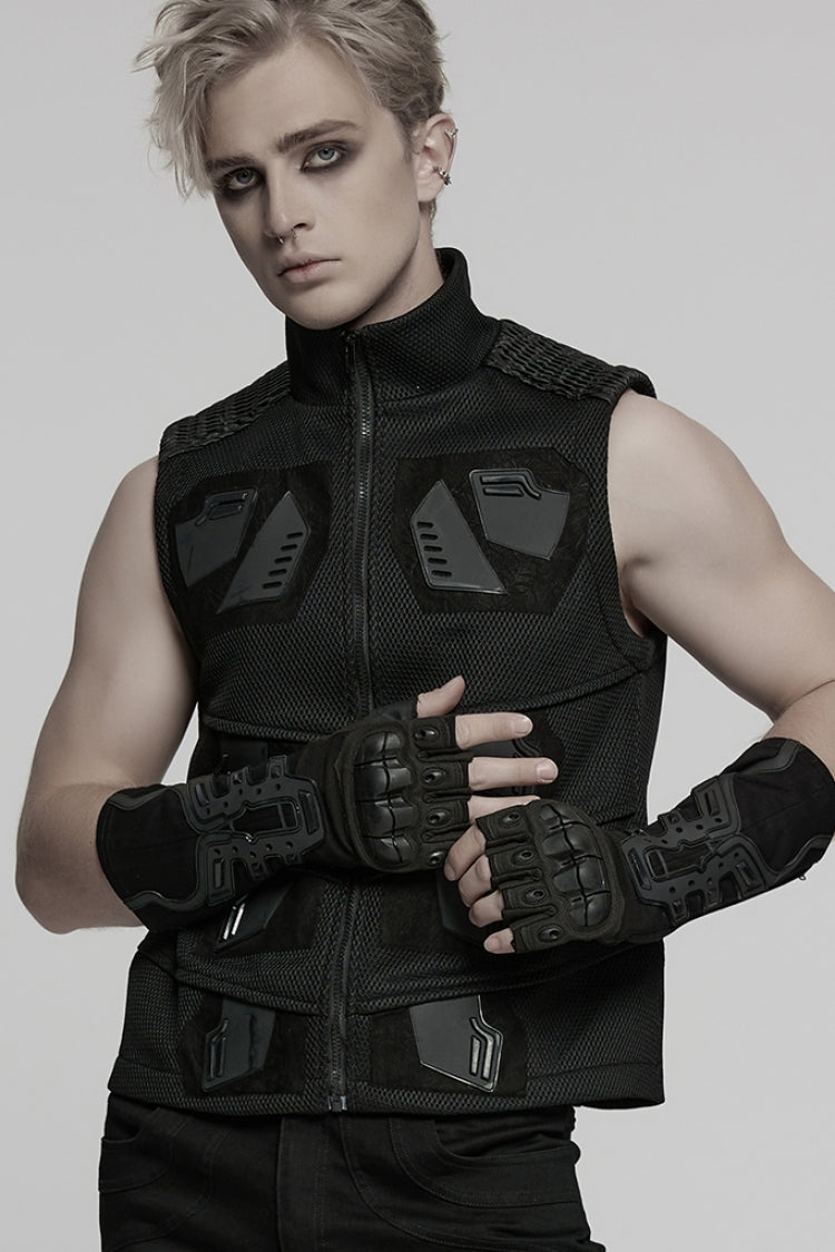 Punk Half-Finger Gloves with Rubber Patches