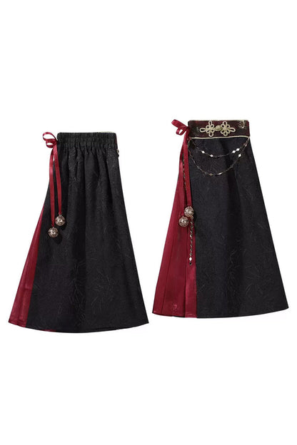 Demon Hunter Chinese Ouji Hanfu Set with Stand Collar - Noir