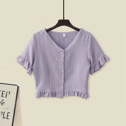 Split Slip T-Shirt Dress Ruffled V-neck