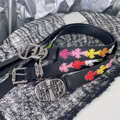 Black Cross Punk Waist Belt