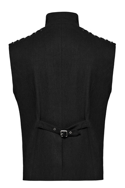 Stitching Slim Punk Vest with Stand Collar