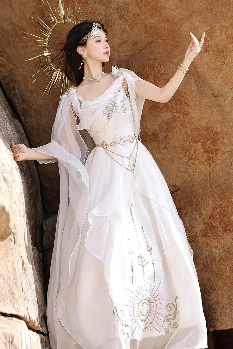 Chain Decorated Sweet Elegant Lolita Dress - White Aurelia of the Holy Light