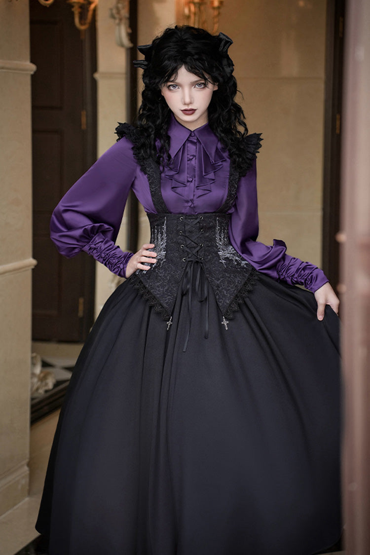 Embroidery Lace-Up Sleeveless Gothic Support Dress