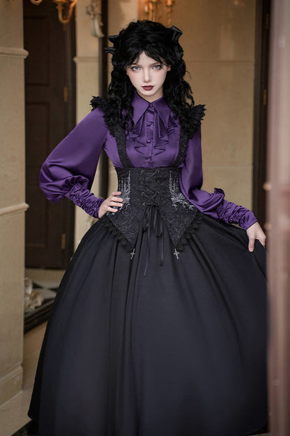 Embroidery Lace-Up Sleeveless Gothic Support Dress