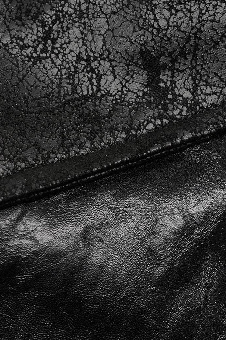 Steampunk Short Coat with Faux Leather and Zipper