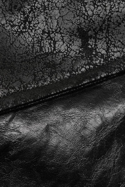 Steampunk Short Coat with Faux Leather and Zipper