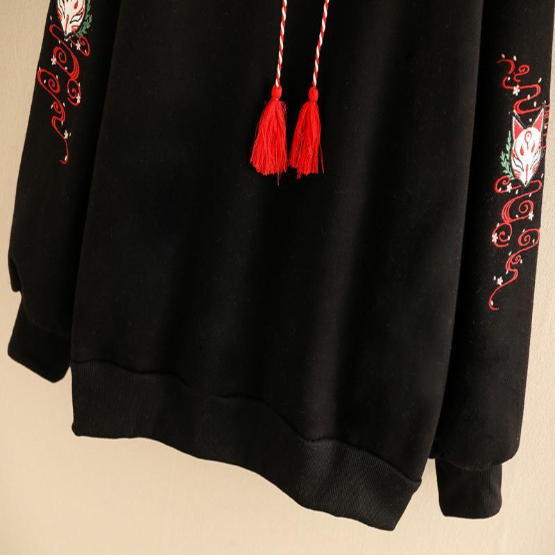 Cartoon Fox Tassel Drawstring Hoodie SP19693