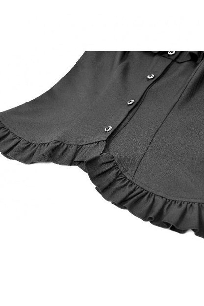 Gothic Blouse with Mandarin Collar and Puff Sleeves